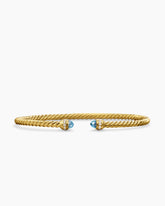Classic Cablespira® Bracelet in 18K Yellow Gold with Blue Topaz and Diamonds, 3mm